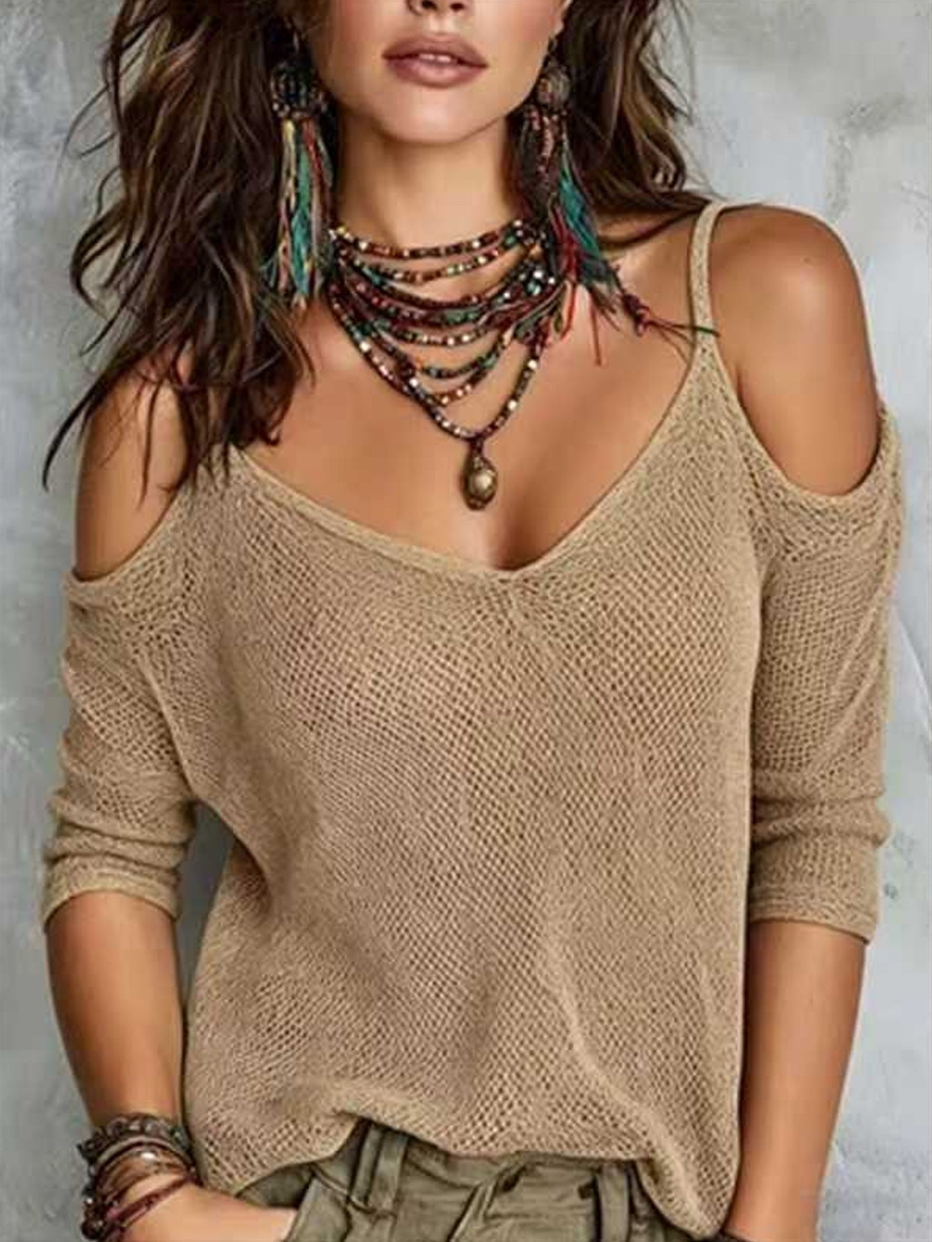 Women's Sleeve Solid Color Knitted Summer Fashion Sweater