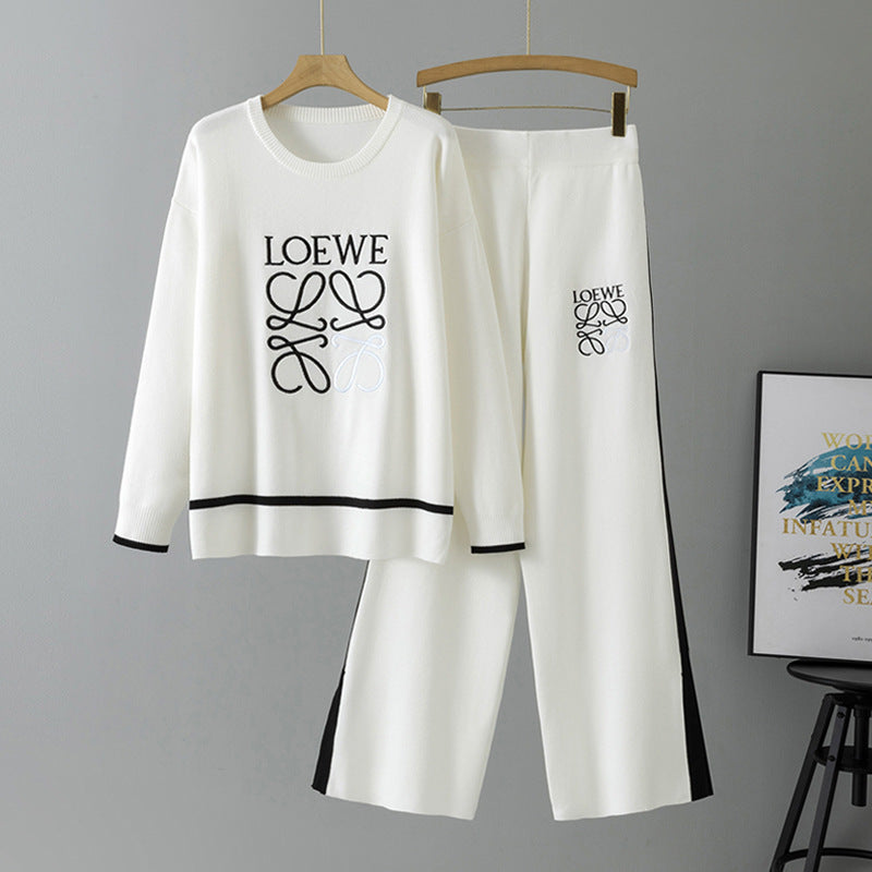 Women's Idle Style Loose Set Round Neck Sweaters