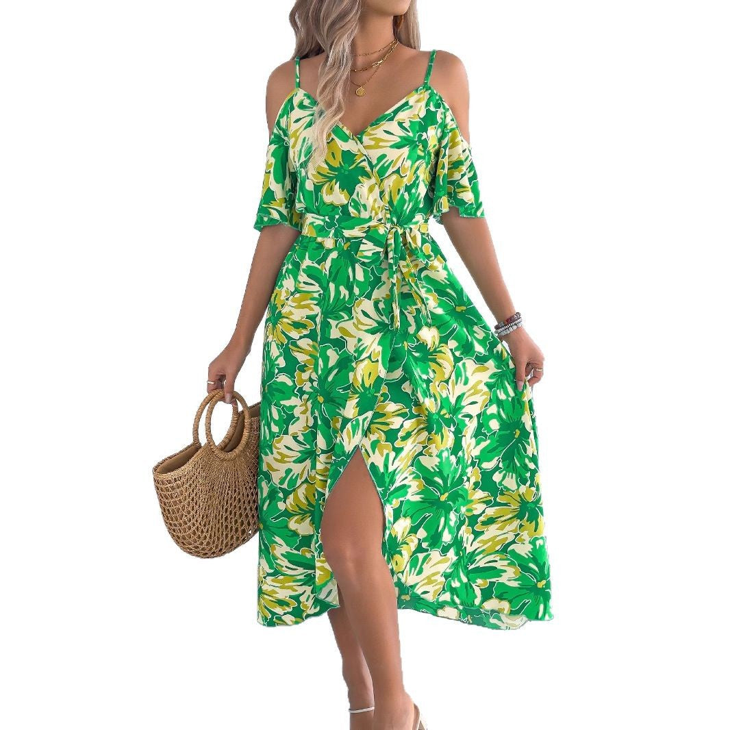Fashion Women's Cross Flower Strap Holiday Dress