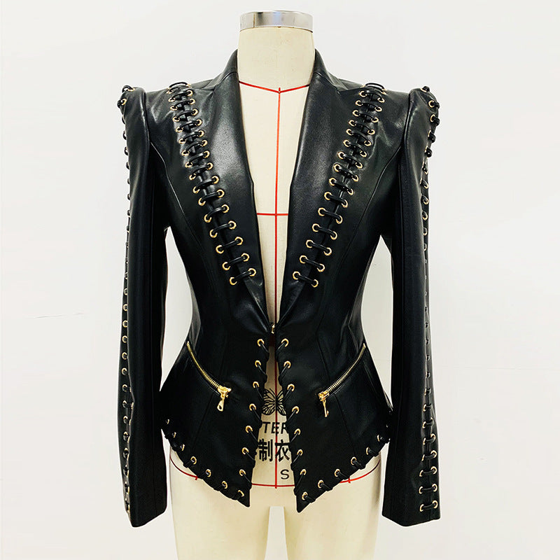 Graceful Stylish Fashion Corns Rope Leather Jackets