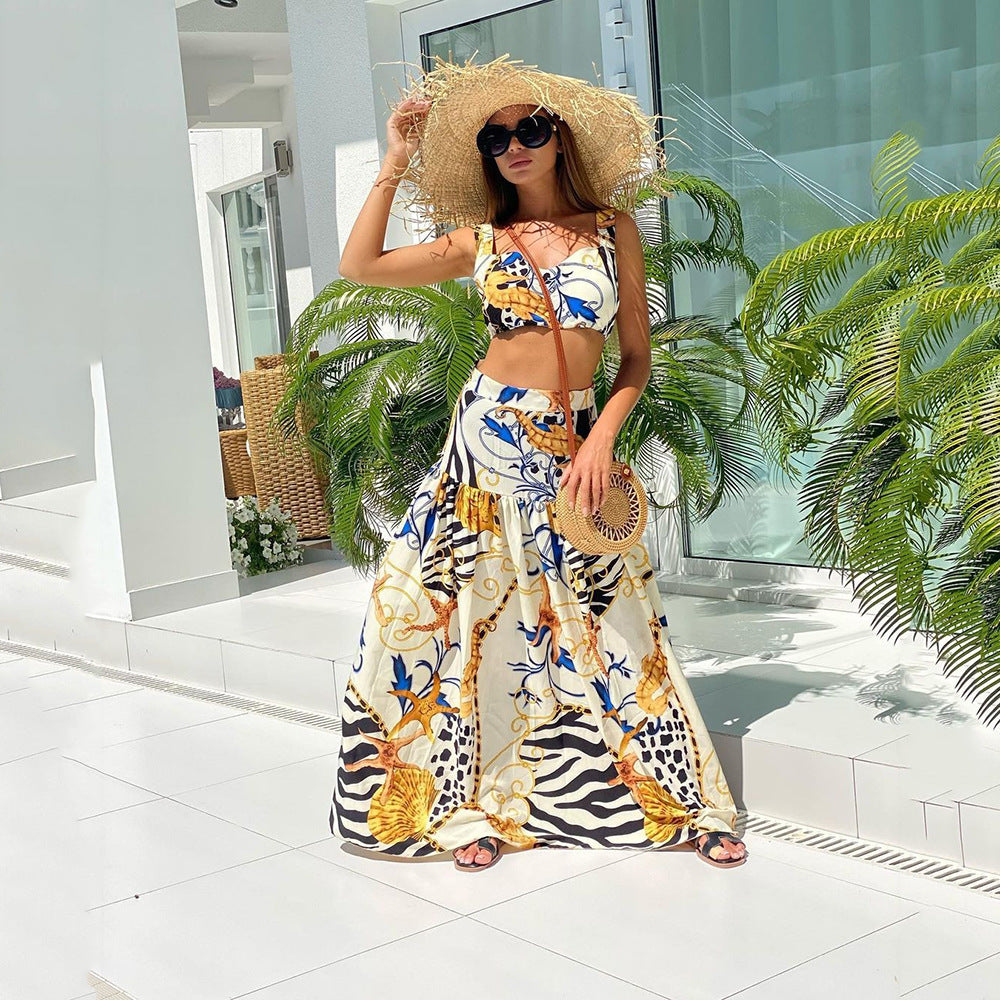Women's Sexy Temperament Floral Print Beach Two-piece Suits