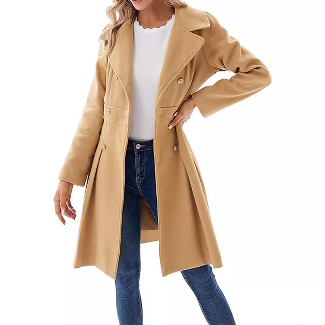 Women's Trench Lapel Double Breasted Pocket A- Coats