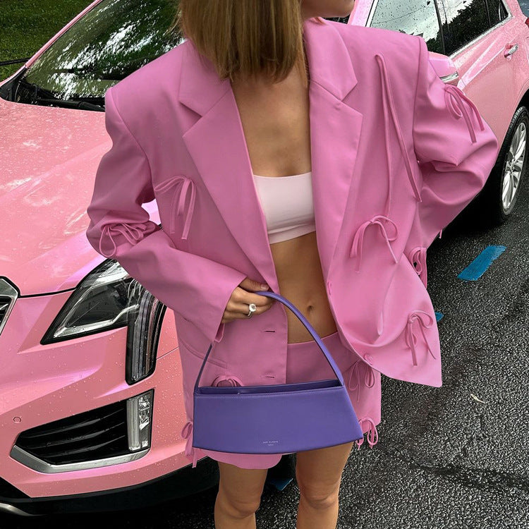 Advanced Design Sense Niche Bow Pink Blazers
