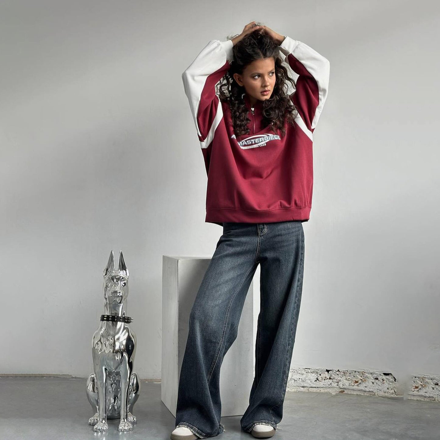 Sports Style With Letters Street Fashion Side Striped Sweaters