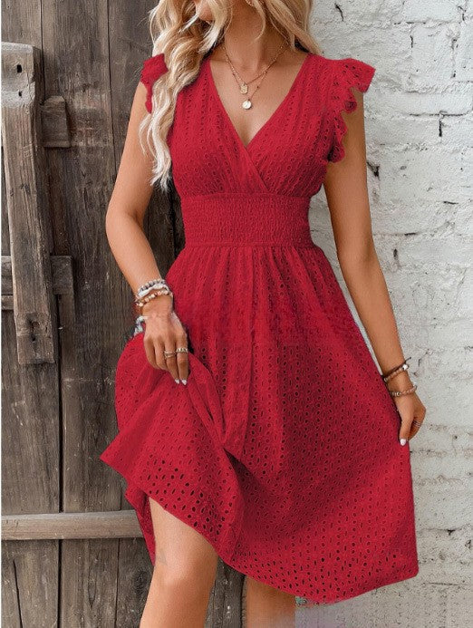 Graceful Women's Summer Ruffle Sleeve Elegant Dress