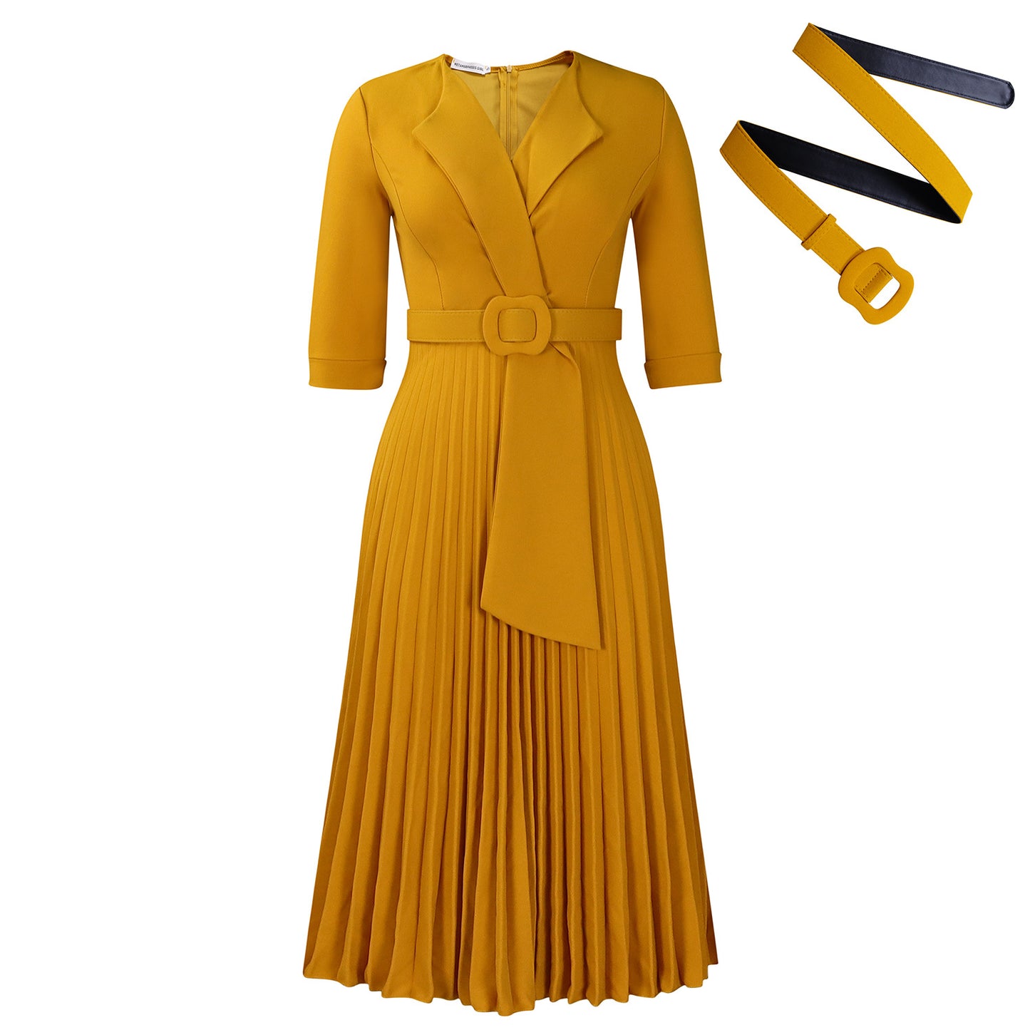 Women's Fashion Tailored Collar Tie Pleated African Dresses