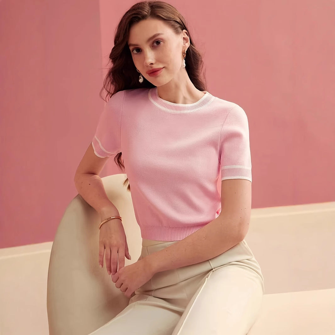 Women's Knitted Summer Fashion Casual Contrast Color Women's Sweater