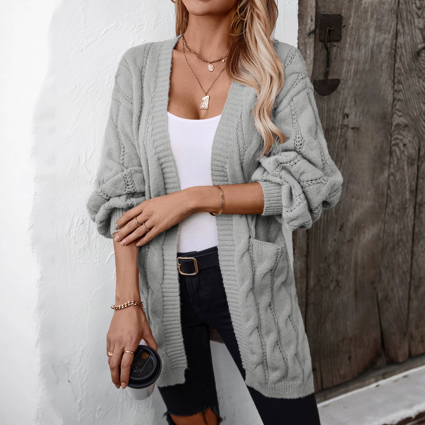 Women's Twist Knit Retro Loose Mid-length Sweater