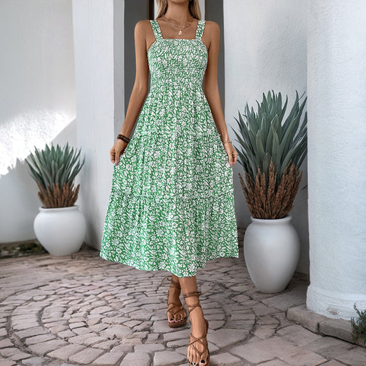 Women's Printing Slip Dress Sweet Fresh Pastoral Dresses