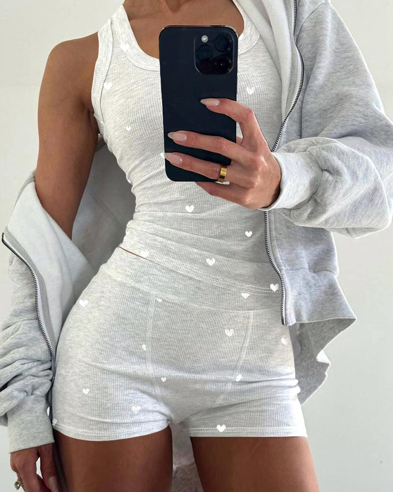 Full Light Gray Button Closure Rib Dresses