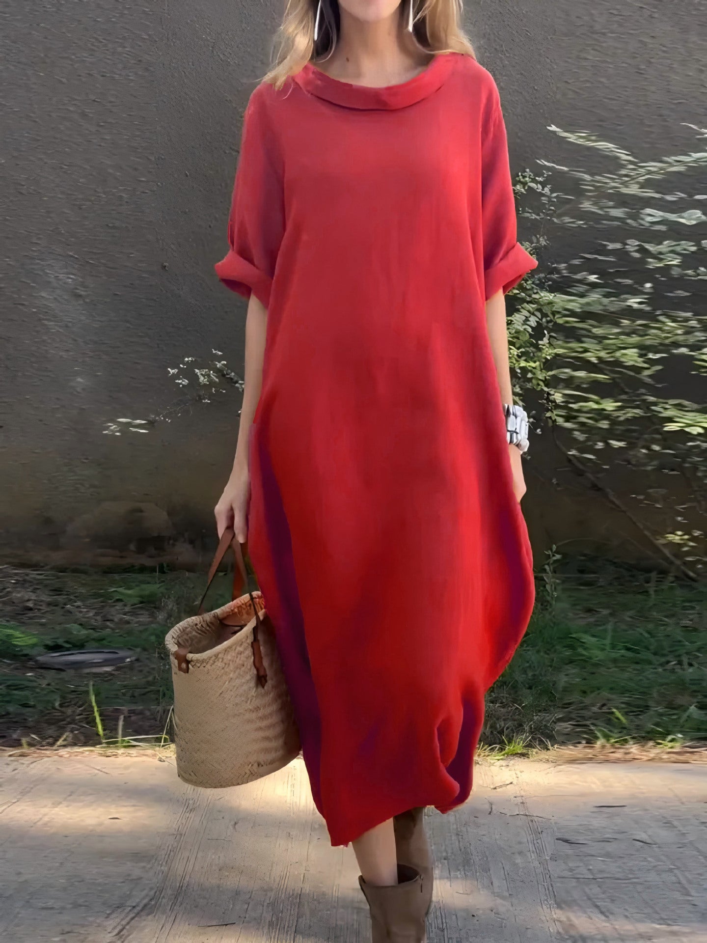 Women's Loose Round Neck Half Sleeve Large Plus Size