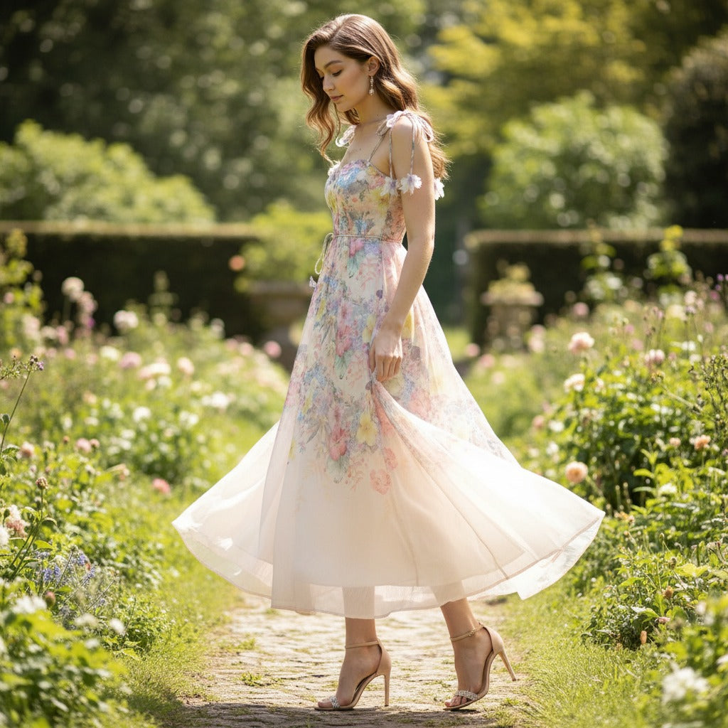 Summer Floral Print Sling Fishbone Fairy Dresses
