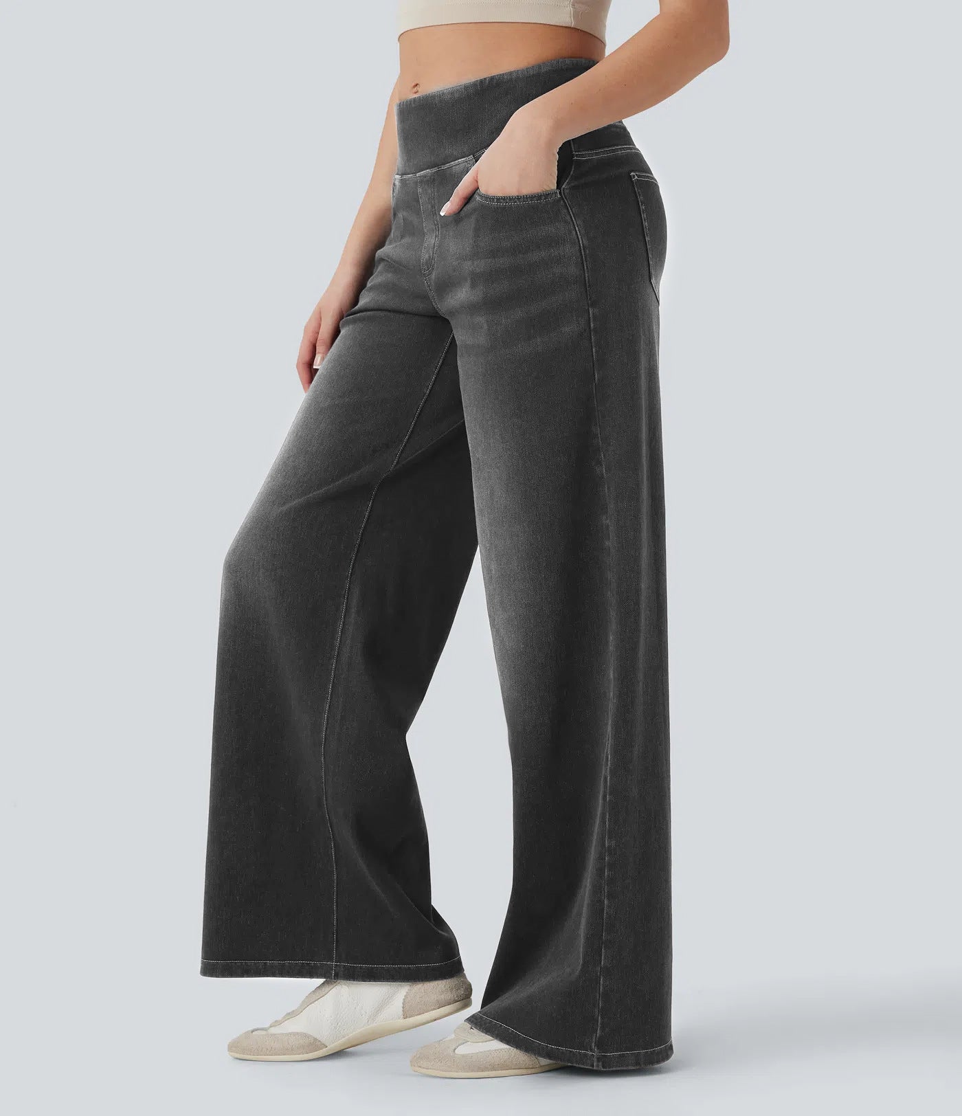 Women's Loose Zip Wide Leg Slim Fit Jeans
