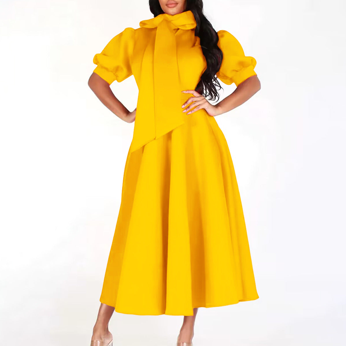 Color Design Sense Waist Trimming Lace Dress