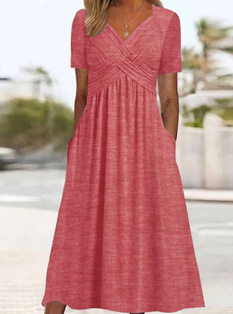 Women's Spring Personality Solid Color Sleeve Pocket Clothing