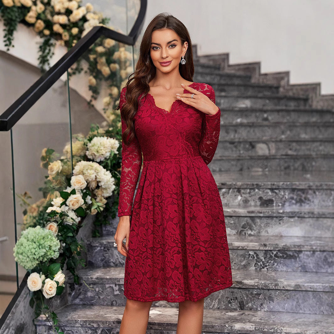 Dress Long Sleeve Homecoming Lace Party Dresses