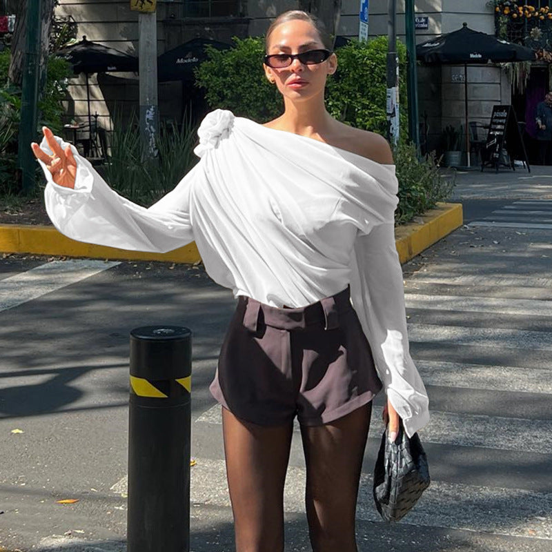 Women's Fashion Street Hot Shoulder Chiffon Slim Clothing