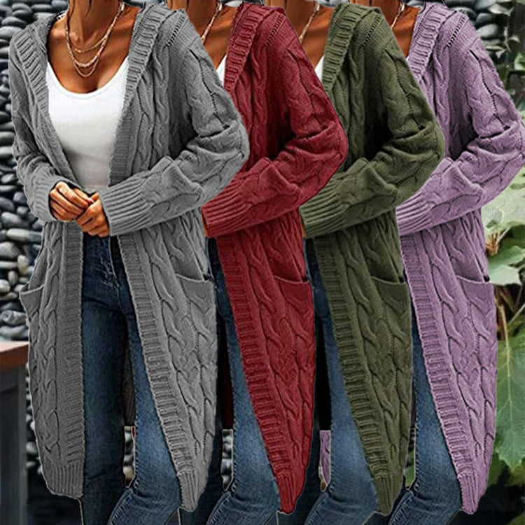 Women's Twist Braid Idle Style Mid-length Sweaters