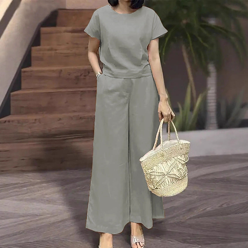 Women's Sleeve Shirt Outfit Urban Chic Sportswear Loose Trousers Summer Fashion Casual Suit