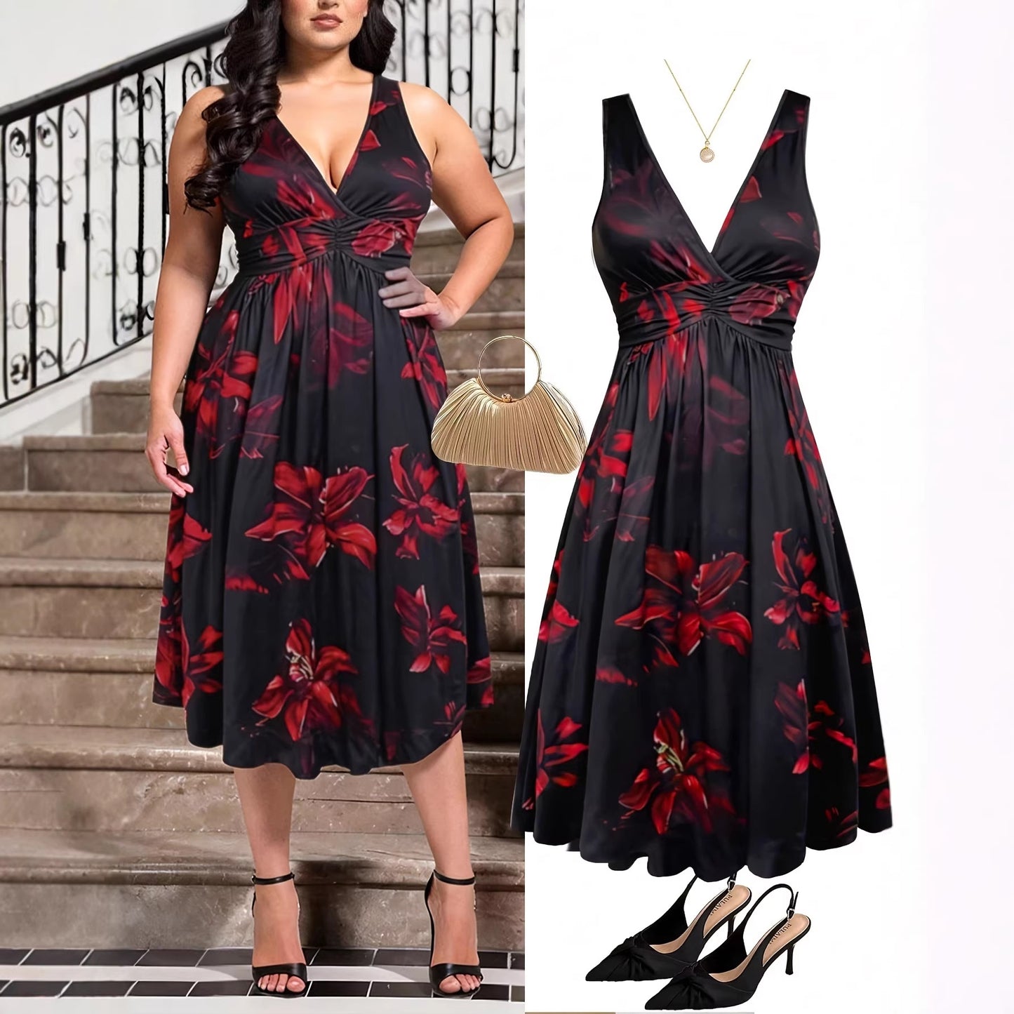 Women's Fashion Summer Elegant Bohemian Style Printing Dress