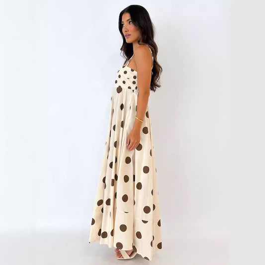 Women's Printed Backless Sexy Suspenders Large Swing Dresses
