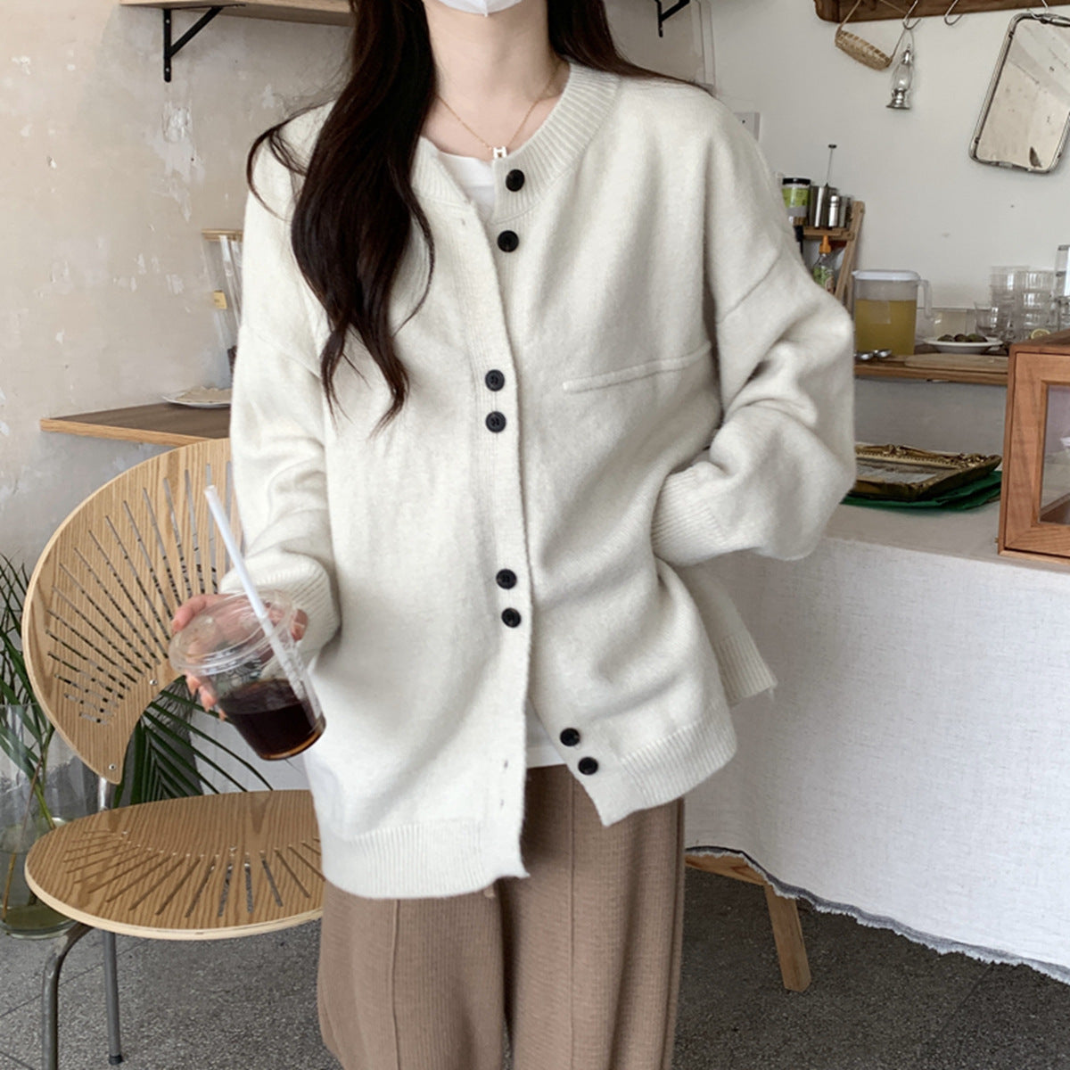 Beautiful Women's Loose Idle Style Stitching Knitwear