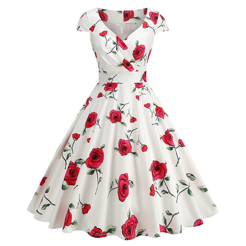 Style Sleeve Printed Large Swing Dress Dresses