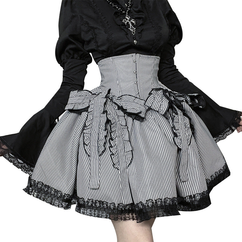 Halloween Autumn Striped Puffy Subculture Dark Skirts