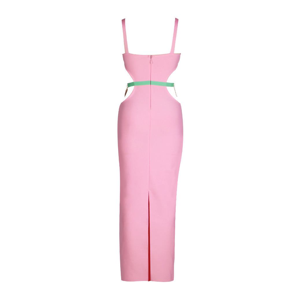 Ornament Hollow Backless Split Bandage Long Dresses
