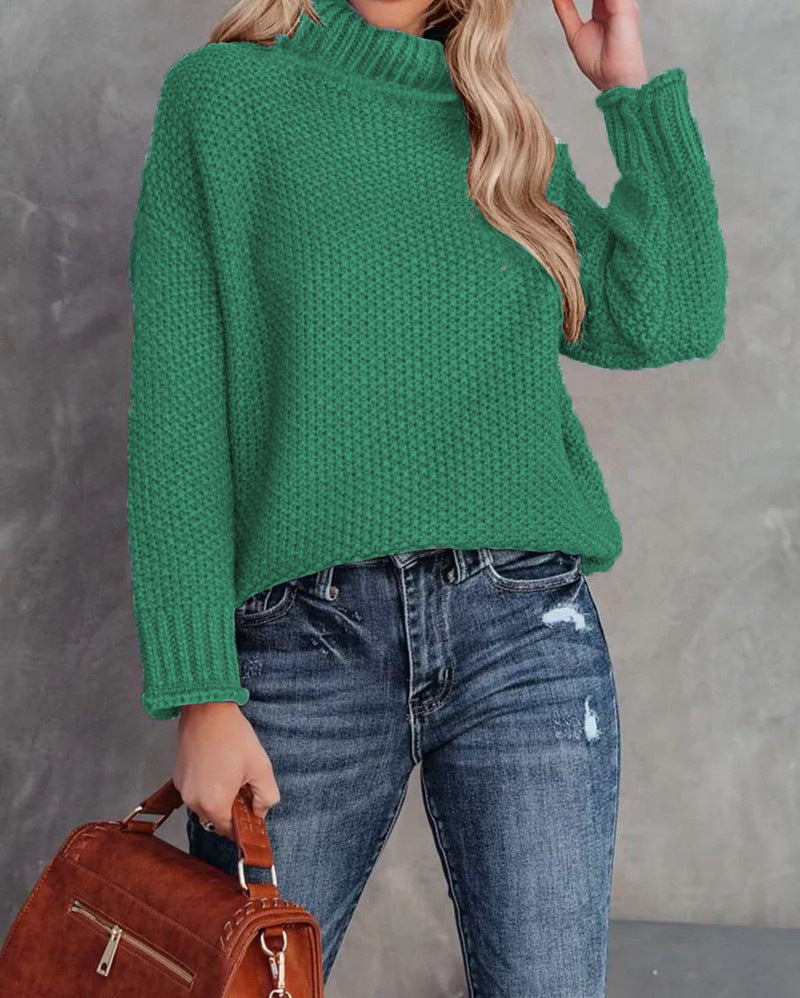 Women's Turtleneck Knitting Long Sleeve Hemming Women's Sweater