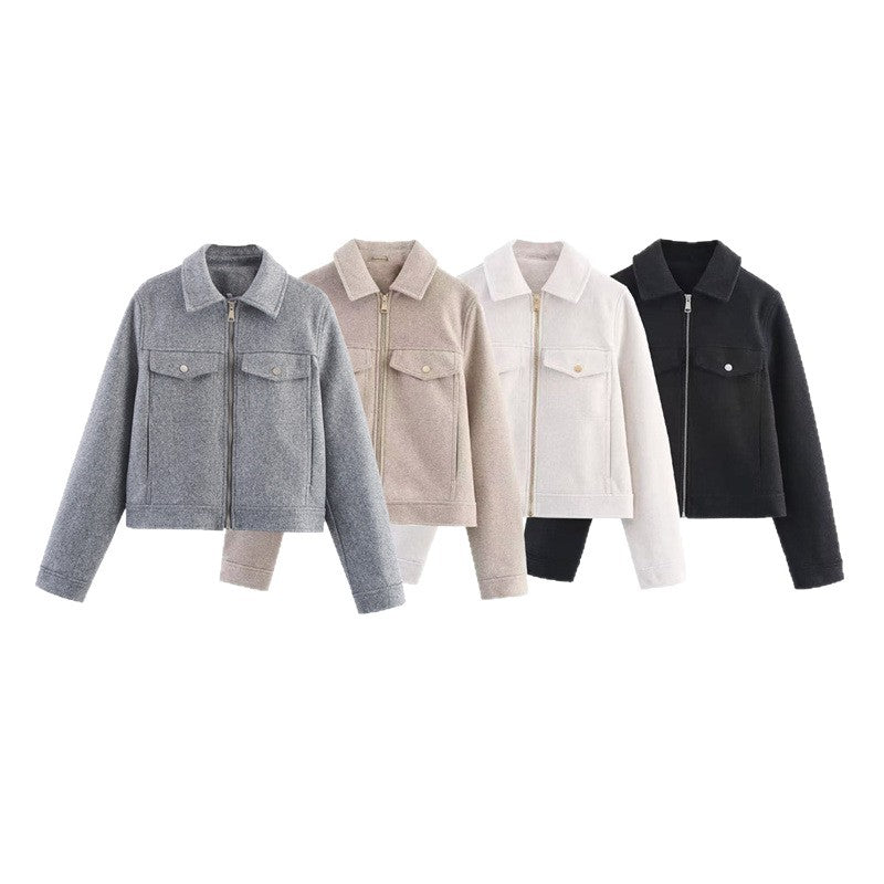 Women's Durable Creative Soft Zipper Lapel Jackets