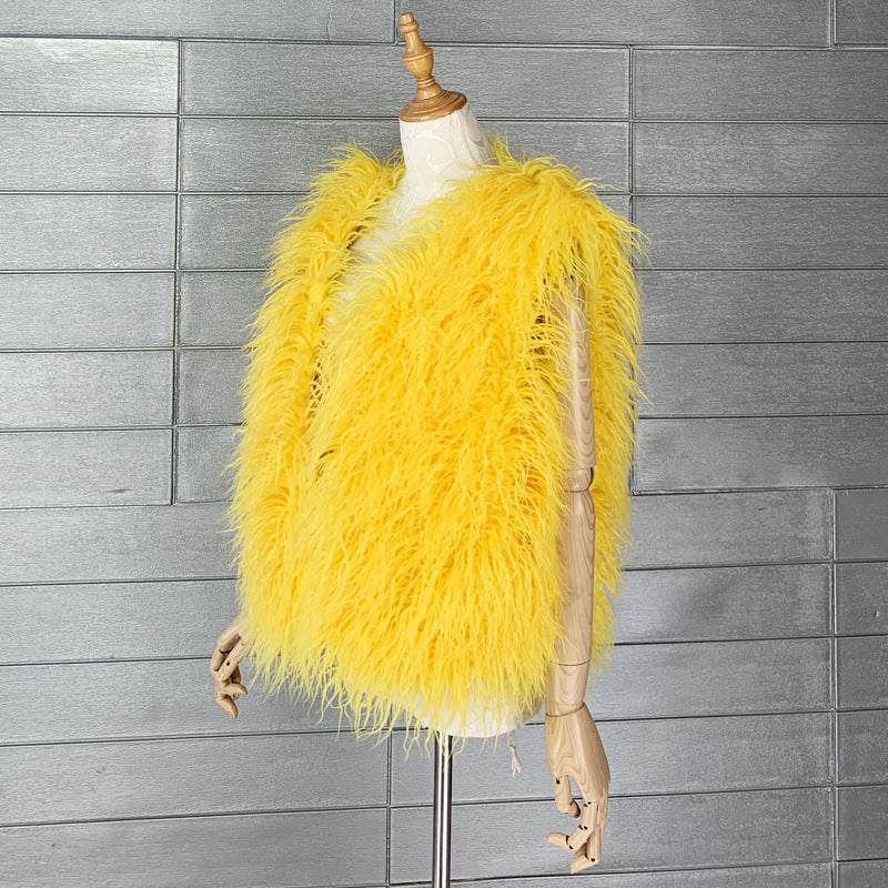 Women's Sheep Fur Environmental Protection Artificial Wool Coats