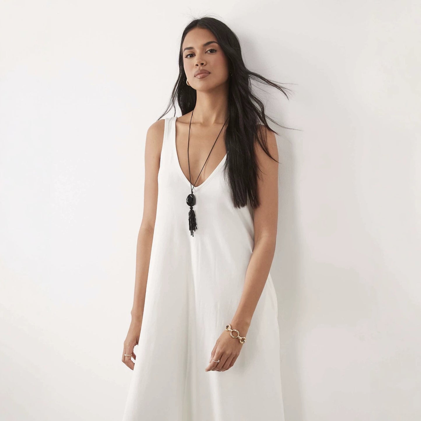 Women's Solid Color Sleeveless Long Jumper Loose Idle Style Dress