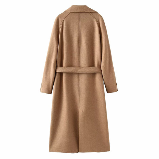 Women's Homemade Classic Fashion With Belt Woolen Coats