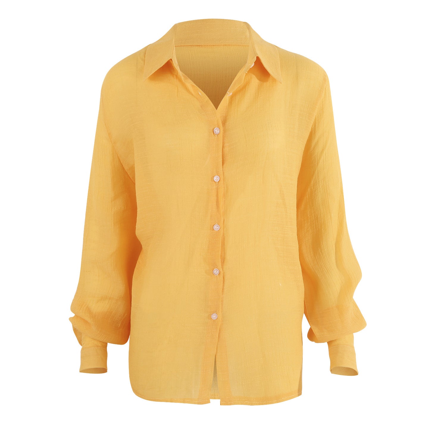 Women's Casual Loose Long-sleeved Linen Shirt Large Clothing