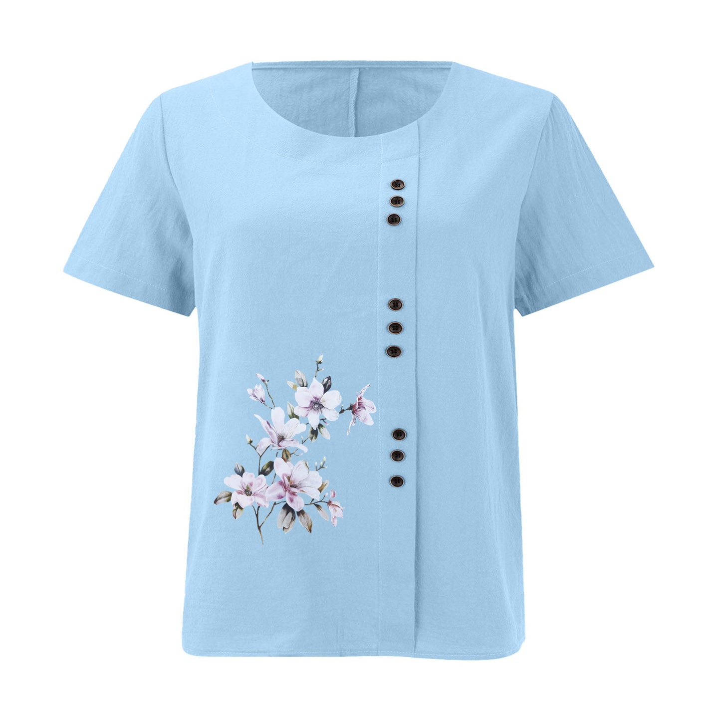 Women's Cotton Linen Retro Casual Loose Short-sleeved Blouses