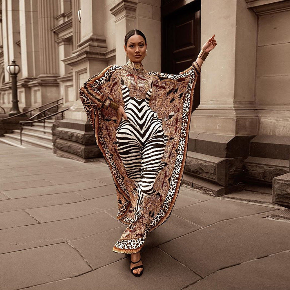 Women's Elegant Positioning Printed Long Loose Robe Dress