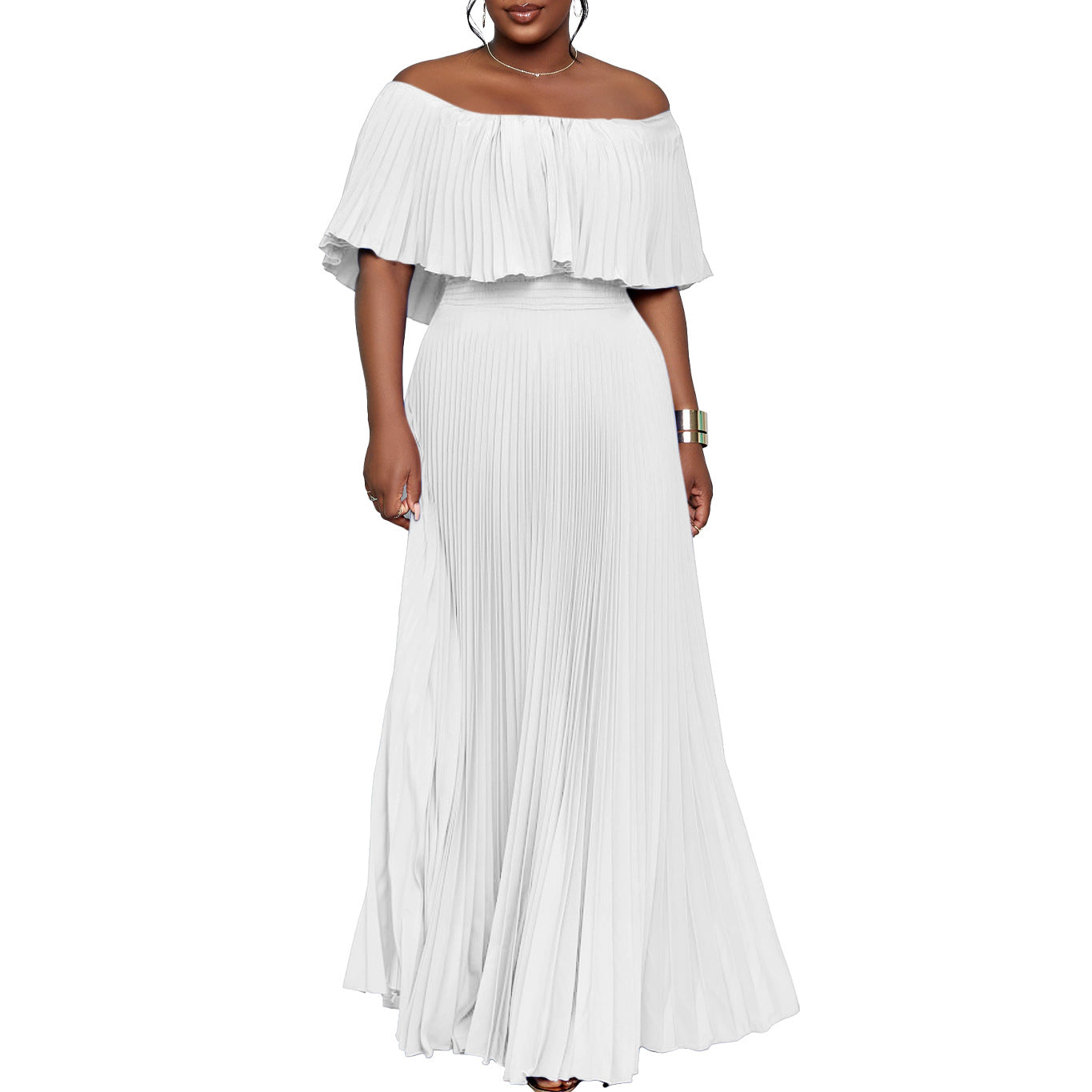 Glamorous Graceful Women's Sexy Pleated Maxi Dress