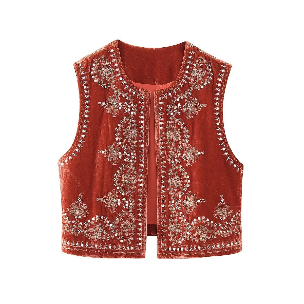 New Unique Cool Sequin Embroidery Veet Vests