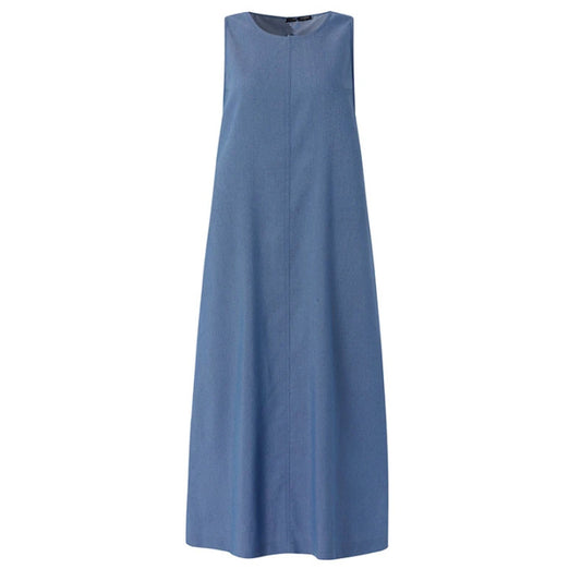 Neck Sleeveless Loose Pockets Long Pullover Bohemian Dresses