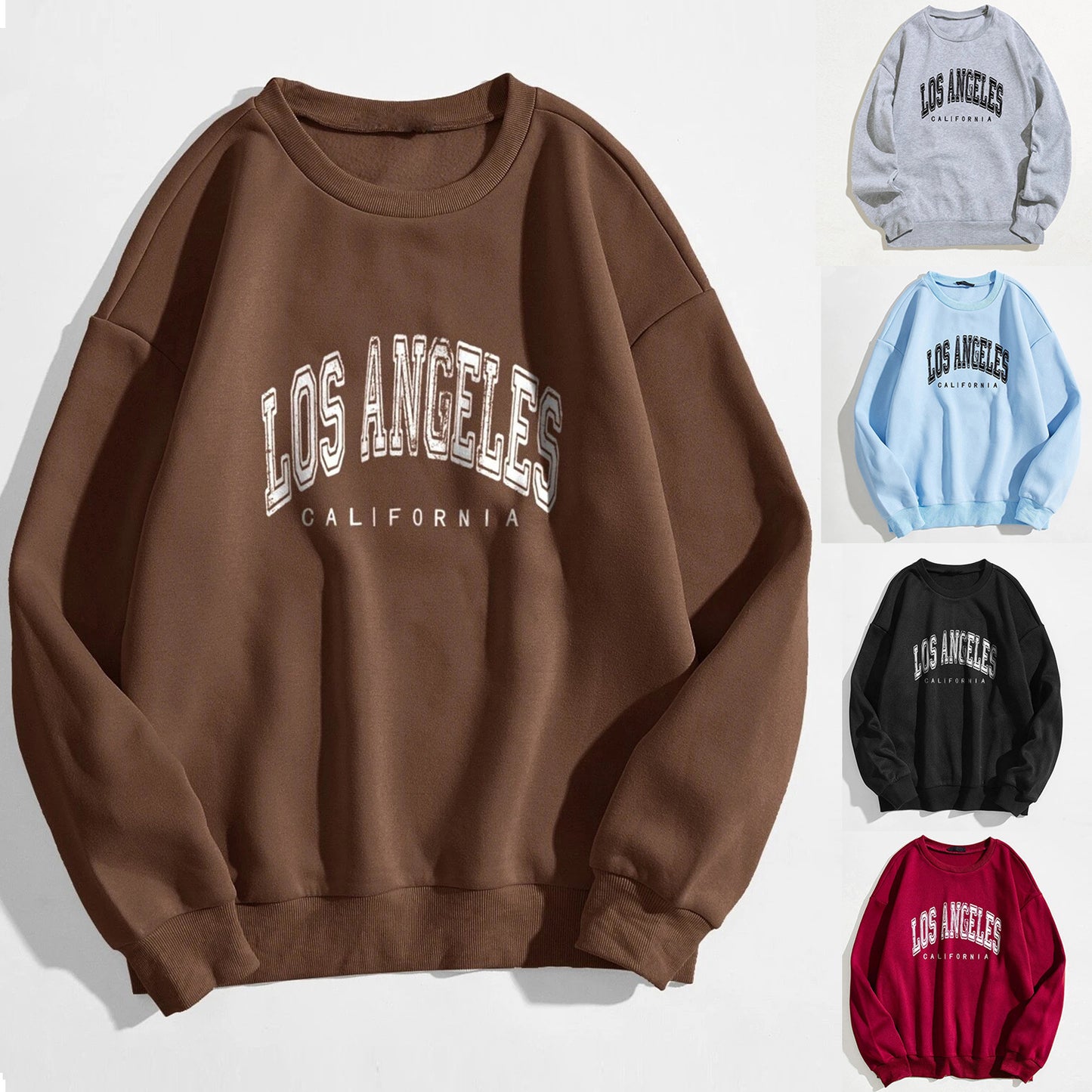 Women's Simple Letter Crew Neck Temperament Pure Color Korean Style Thin Sweaters