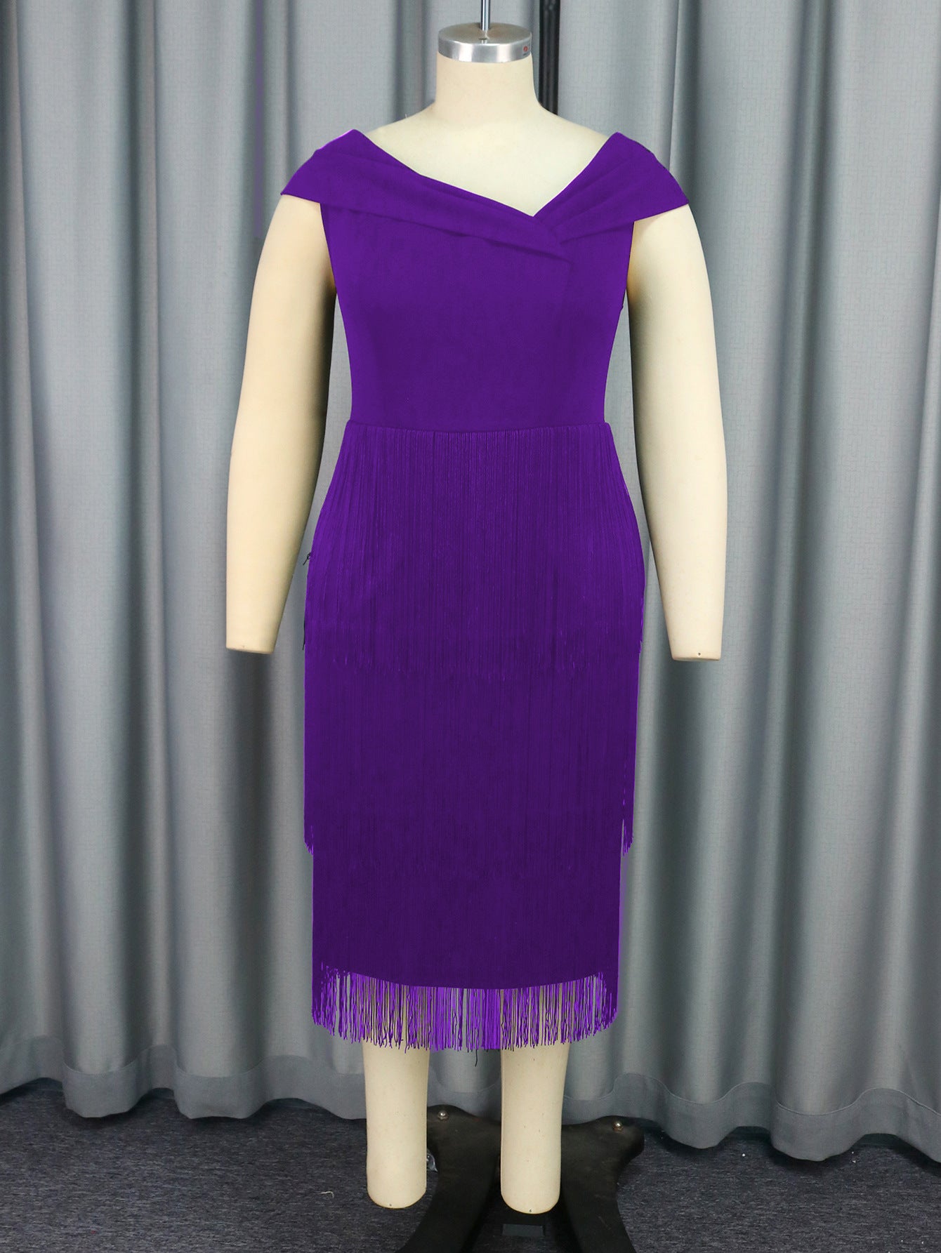 Collar Sleeveless Tassel Dress Party Prom Dresses