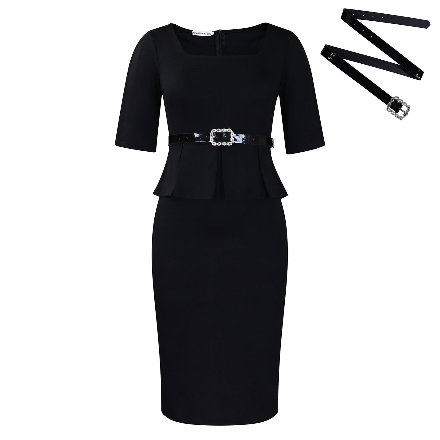 Women's Lapel Fashion Temperament Sleeve Ol Ruffled Waist Dress