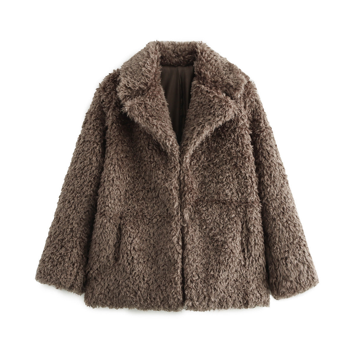 Women's Fur Warm Curly Coffee Color Jackets