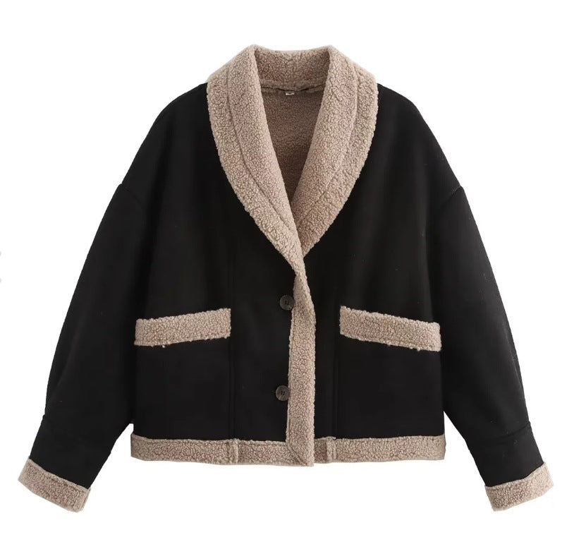 Women's Fur Integrated Turn-down Collar Casual Coats