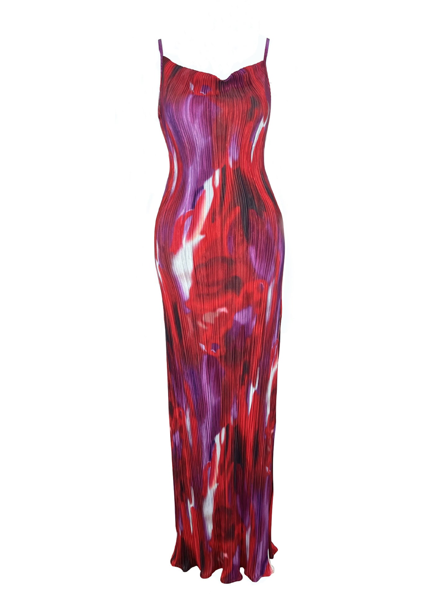 Spring Russian Printed Pleated Slim Fit Slimming Dresses