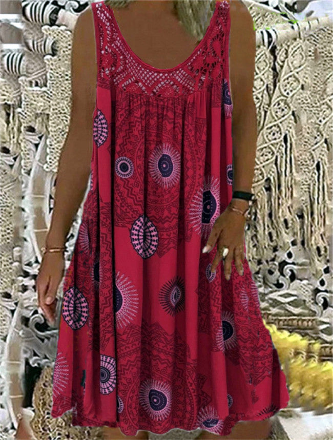 Women's Digital Printing Strapless Sexy Sling Loose Dresses