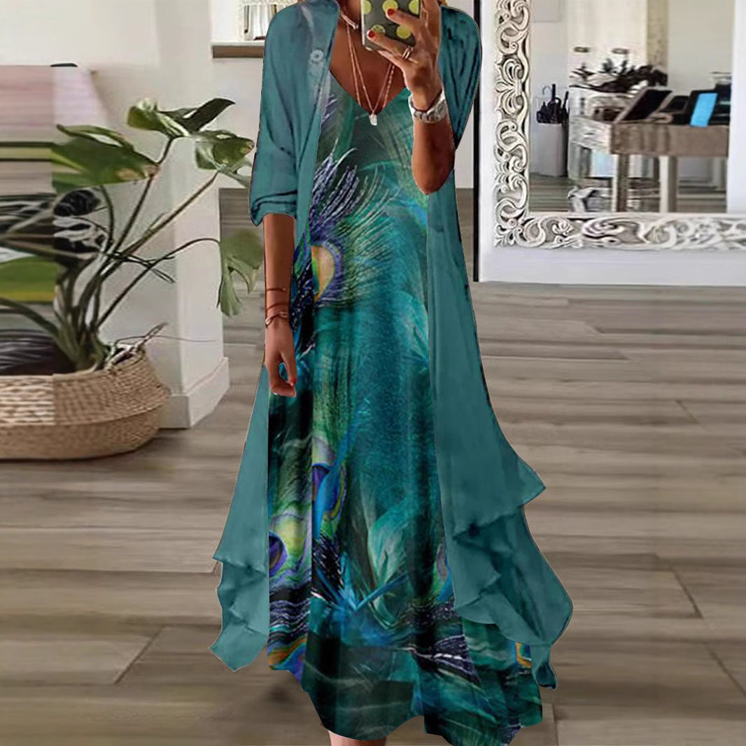 Summer Long Sleeve Loose Floral Totem Dresses