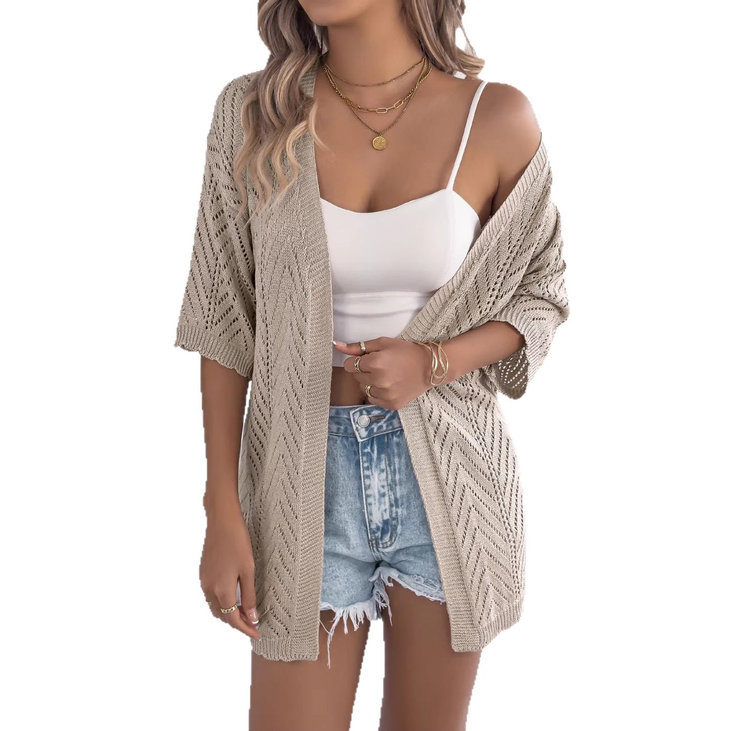 Women's Solid Color Short-sleeved Mid-length Clothes Sweaters