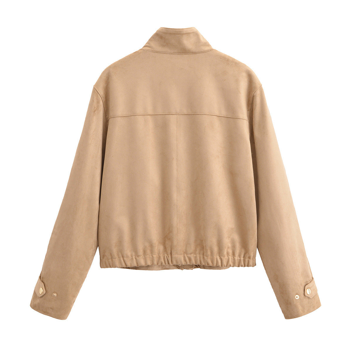 Women's Autumn Casual Stand Collar Suede Fabric Jackets